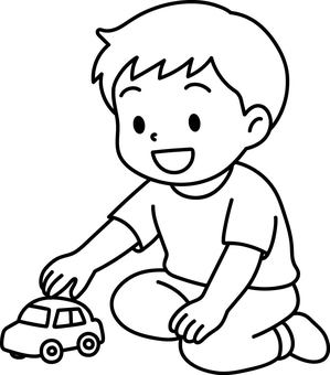 Illustration, un ragazzo, minicar, un giocattolo, 