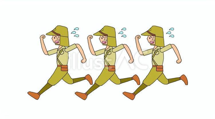 逃走する旧日本軍の兵隊 旧日本軍,日本兵,将兵のイラスト素材