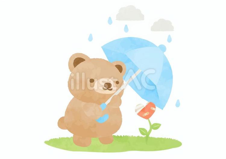 傷ついたハートに傘をさすクマのイラスト クマ,動物,傘のイラスト素材