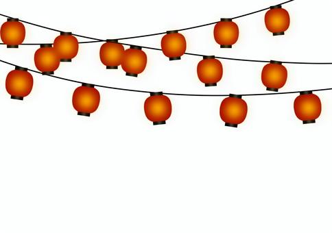 明かりの灯った赤提灯・夏祭りフレーム 明かり,点灯,赤提灯,提灯,祭り,夏祭り,縁日,イベント,フレーム,枠のイラスト素材