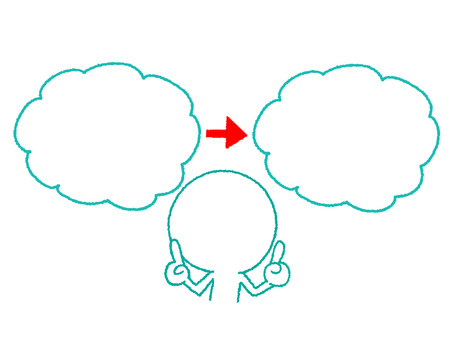 空想の変化 空想の変化 シルエット,空想,妄想,考える,想像,矢印,変化,モクモク,空欄,記入欄のイラスト素材
