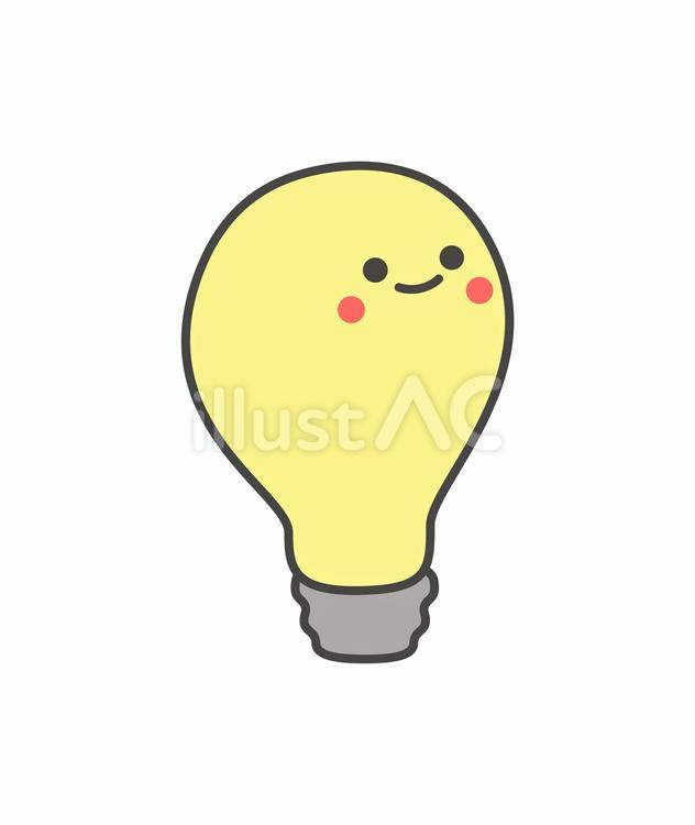 にこにこした表情の豆電球のイラスト 電球,電気,豆電球のイラスト素材