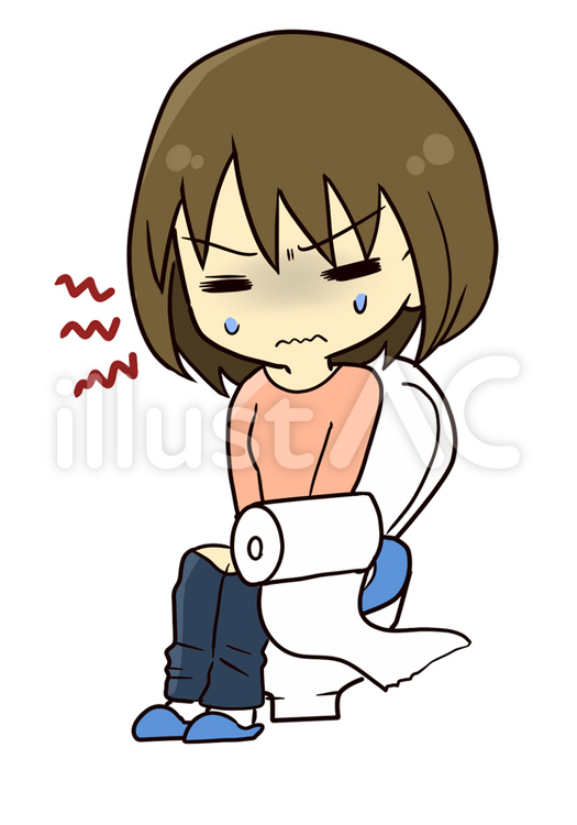 美容　女性と便の悩み 便秘,下痢,トイレのイラスト素材