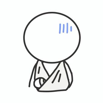 腕を骨折した棒人間 棒人間,骨折,腕,包帯,怪我,人物,医療のイラスト素材