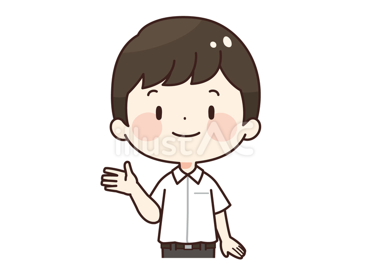 笑顔の中学生 男の子,学生,夏服のイラスト素材