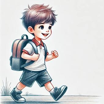 Going to school, boy, school, primary school students, JPG