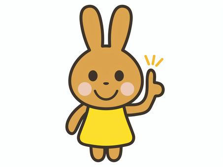 ポイントを説明するかわいい茶色うさぎ うさぎ,指差し,説明,ポイント,かわいい,動物,キャラクター,案内,紹介,確認のイラスト素材