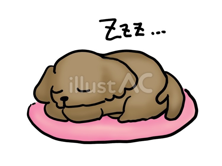 眠る犬　ピンク 犬,眠る,寝るのイラスト素材