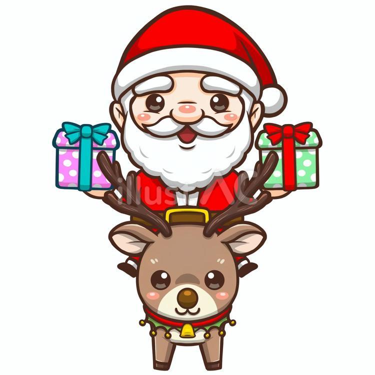 トナカイに乗ったサンタクロースイラスト - No: 25726822｜無料
