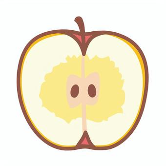 半分に切った蜜入りりんご りんご,半分,蜜,断面,つる,種,黄色のイラスト素材