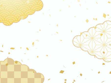 正月和風フレーム年賀状 年賀状,和柄,和風,正月,可愛い,美しい,ベクター,紙吹雪,パーティー,お祝いのイラスト素材