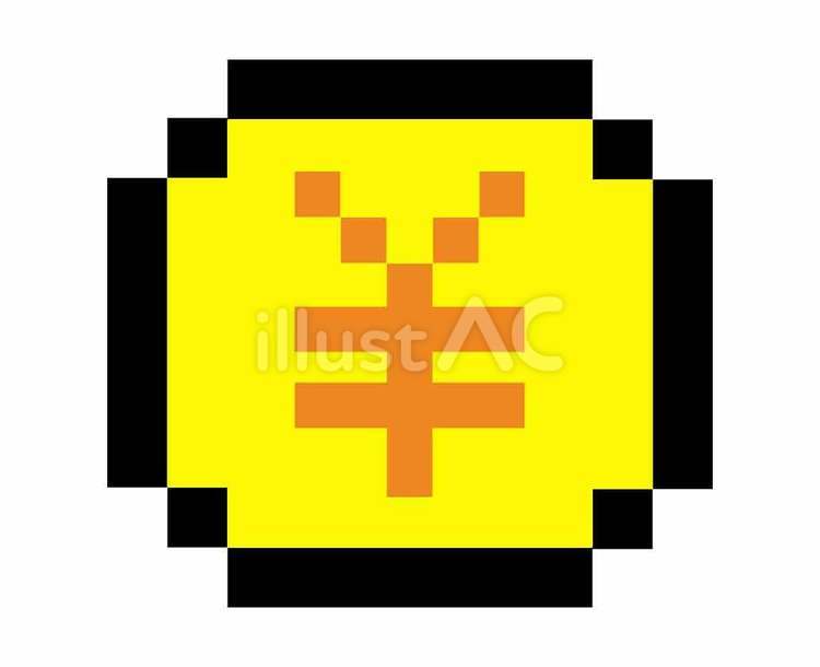 ￥マークの硬貨（ドット絵） お金,マーク,丸のイラスト素材