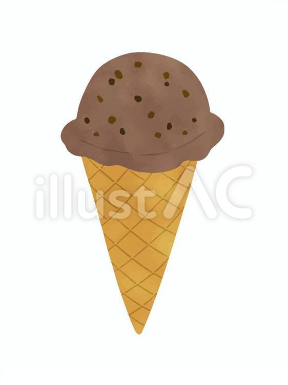 水彩画風のチョコチップアイス アイス,アイスクリーム,チョコレートのイラスト素材