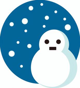 シンプルな雪だるま・雪の夜 雪だるま,雪,シンプル,冬,イラスト,飾り,挿絵,あしらい,天気,季節のイラスト素材