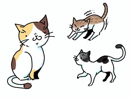 ネコのイラスト ネコのイラスト ねこ,猫,セットのイラスト素材