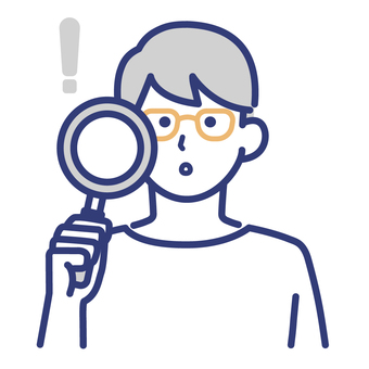 虫眼鏡で調査する男性 男性,虫眼鏡,調査,発見,探す,確認,チェック,見る,観察,びっくりのイラスト素材