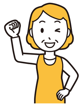  エプロンおばちゃん(黄)-176-バスト