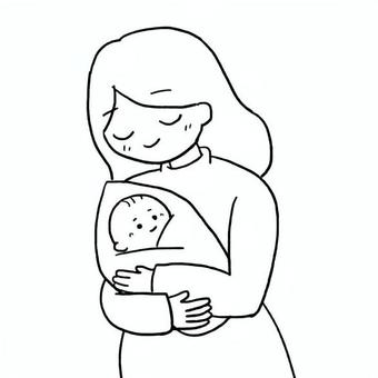 赤ちゃんを抱くお母さん 赤ちゃん,お母さん,女性,おくるみ,親子,ふんわりのイラスト素材