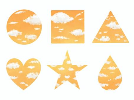 Sunset and cloud shape set watercolor, JPG and PNG Sunset and cloud shape set watercolor, sunset, cloud, geometry, JPG and PNG