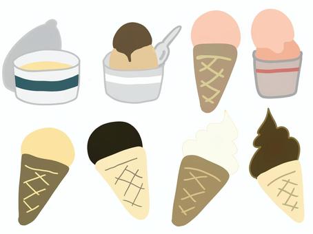 アイスクリームのイラスト アイスクリームのイラスト アイスクリーム,ソフトクリーム,食べ物,カップ,セット,手描き,かわいい,イラストのイラスト素材