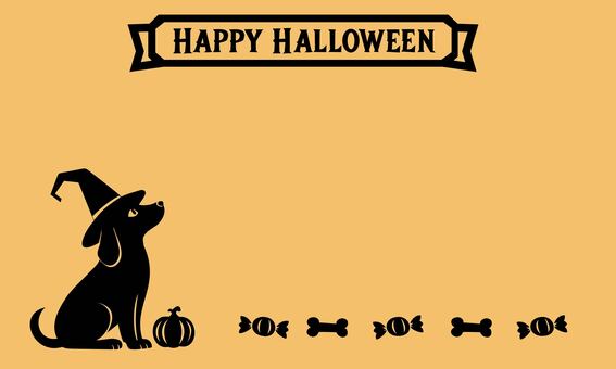 犬とハロウィン（ロゴ、オレンジ） ハロウィン,犬,動物,メッセージカード,フレーム,枠,ロゴ,ペット,ゴシック,レトロのイラスト素材