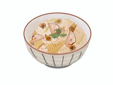 炊き込みご飯25A 炊き込みご飯25A きのこ,筍,しじみ,炊き込みご飯,食べ物,和食,定食,米,ごはん,昼食のイラスト素材