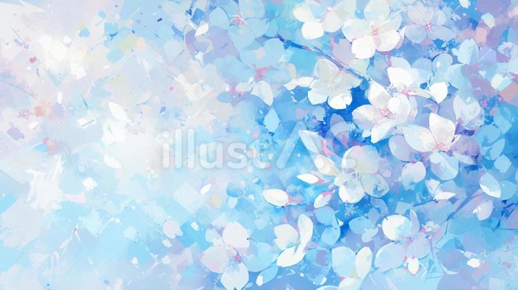 青桜背景2 水彩,青,桜のイラスト素材