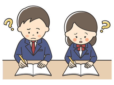 わからない問題がある学生 悩む,困る,考える,わからない,解けない,勉強,宿題,学習,テスト勉強,テストのイラスト素材