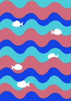 Illustration, background, wave, fish, 