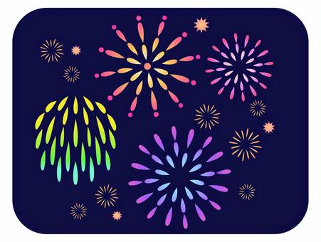 打ち上げ花火のイメージ/黒 花火,夏,イメージ,ワンポイント,風物詩,祭り,夜,カラフル,グラデーション,7月のイラスト素材