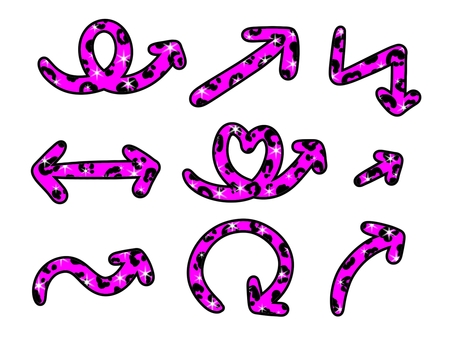 ピンクヒョウ柄の矢印 矢印,向き,文字,平成,平成レトロ,スタンプ,ギャル,y2k,平成ギャル,デコのイラスト素材