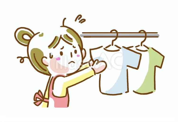 洗濯干しが面倒でやりたくない女性 人物,女性,家事のイラスト素材