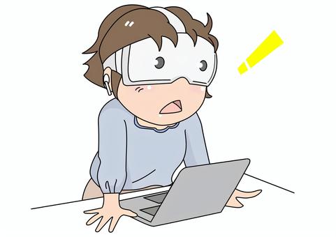 VRゴーグルをつける女性 vr,ゴーグル,若い,女性,没入,パソコンのイラスト素材