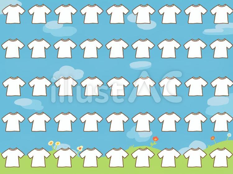 tシャツのフレーム（青空）（45人分） tシャツ,フレーム,青空のイラスト素材