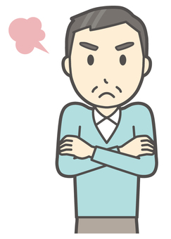 ニット中年男性-223-バスト  ニット中年男性-223-バスト 怒る,おじさん,男性,中年,お父さん,パパ,シニア,ミドルエイジ,人物,かわいいのイラスト素材