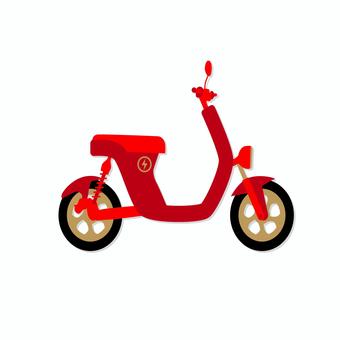 スクーター 004 電動スクーター,スクーター,バイク,赤,二輪車,乗り物,ホイール,サスペンション,ライト,シートのイラスト素材