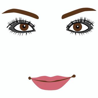 輪郭線のない女性の顔薄メーク03 人,女性,若い,顔,輪郭,正面,化粧,薄い,シャドー,目のイラスト素材