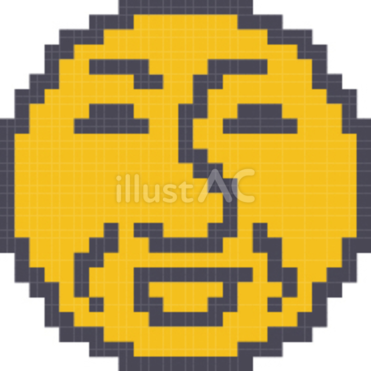 ドット絵の笑う顔のマークです。 黄色,ドット絵,笑うのイラスト素材