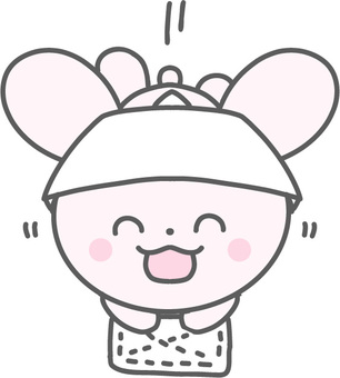 笑顔で雑巾掛けをするうさぎのイラスト 大掃除,年末,うさぎ,お片付け,三角巾,バンダナ,掃除,拭き掃除,雑巾掛け,拭くのイラスト素材