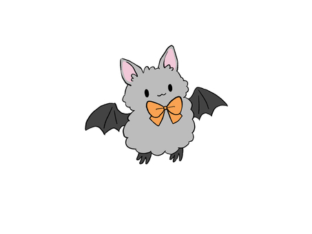リボン付きコウモリ コウモリ,リボン,ハロウィン,灰色,耳,羽,飛ぶ,かわいい,ゆるいのイラスト素材