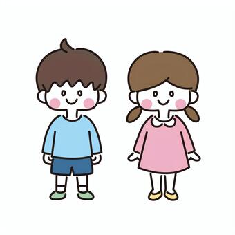 子ども_全身（カラー）  子ども,兄弟,全身,友達,仲良し,人物,男の子,女の子,保育園,幼稚園のイラスト素材