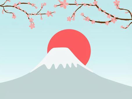 Background illustration of cherry blossoms and Mt. Fuji, , JPG, PNG and AI