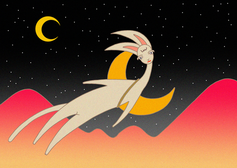 月夜と山影と飛ぶ猫 月夜と山影と飛ぶ猫 猫,三日月,月夜のイラスト素材