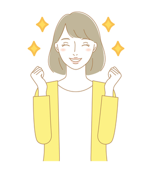 前向きな女性「頑張る」 女性,人物,笑顔,応援,元気,頑張る,健康,大人,主婦,お母さんのイラスト素材