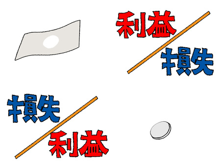 利益と損失 利益,損失,文字絵,フォント,pop調,手描き,挿絵,ワンポイント,素材,商用可のイラスト素材