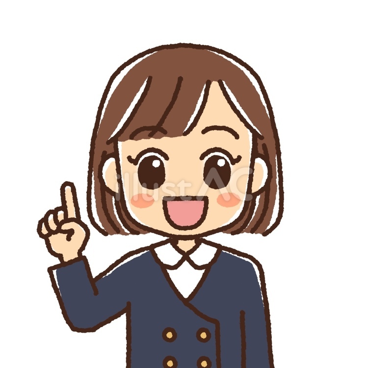 指を立てている笑顔の女子小学生・制服 女の子,こども,女子のイラスト素材