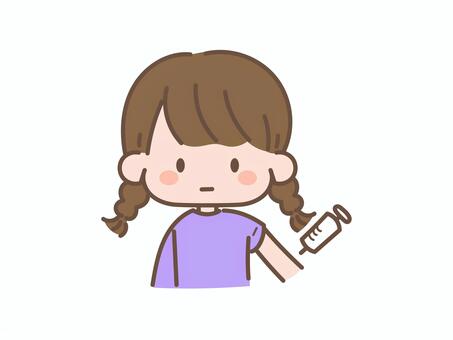 予防接種する女の子 予防接種,注射,ワクチン,インフルエンザ,定期接種,予防,医療,感染予防,感染対策,注射器のイラスト素材
