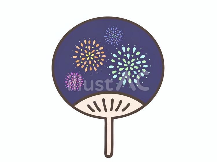 花火のうちわ うちわ,花火,夏のイラスト素材