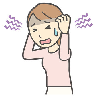  ロングヘア女性-350-バスト 心配,女性,女の子,人物,かわいい,表情,感情,落ち込む,ショック,不幸のイラスト素材