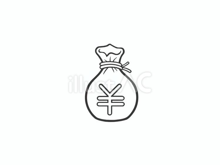 お金(マネー)をイメージするアイコン 袋,紐,マークのイラスト素材